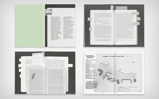 Four spreads with photocopied and scanned material