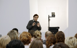 Poet Oswald Egger during his talk